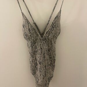 Chic Snakeskin Strappy Bodysuit/ One Piece Swimsuit